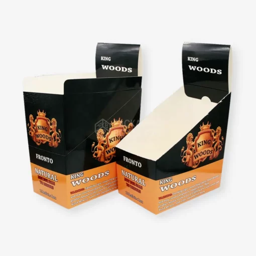 stadium cut counter display boxes printed with black and orange ink