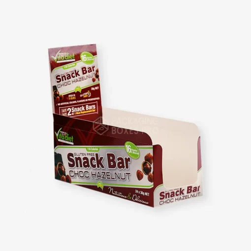 chocolate display box printed with brown color. used for chocolate snack bar