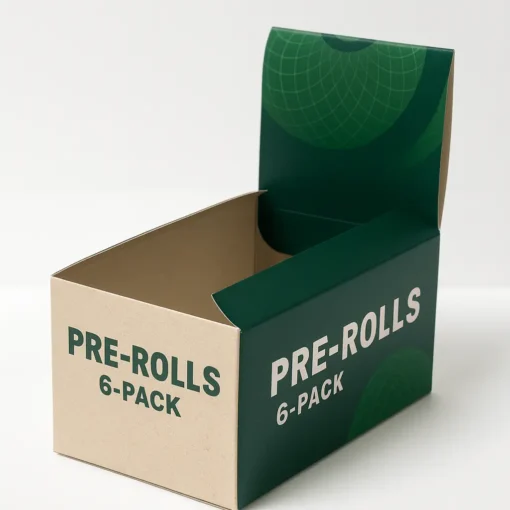 Custom Counter Display Boxes Packaging 5 green and beige color display boxes