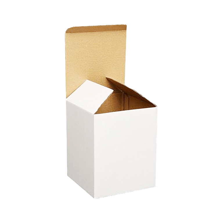 custom white tuck end box with brown inside