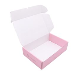 pink corrugated box from inside