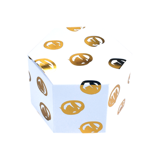hexagon-box-with-gold-foil-logo-imprint