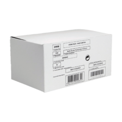 white box with black text printing