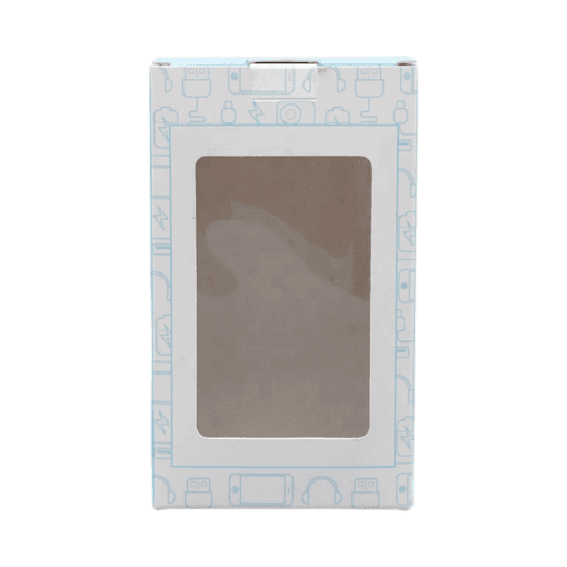 white folding carton with a see through window