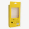 Custom hang tab packaging boxes with a clear window for retail display packaging.