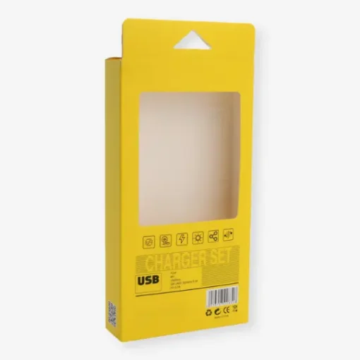 Custom hang tab packaging boxes with a clear window for retail display packaging.