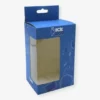 Custom hang tab packaging in blue color, ideal for tech accessories and retail items.