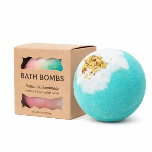 kraft material bath bomb packaging boxes with custom cutout at front
