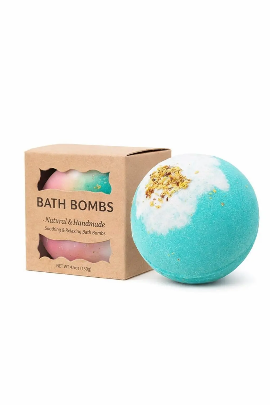 Custom Bath Bomb Packaging Boxes 1 kraft material bath bomb packaging boxes with custom cutout at front