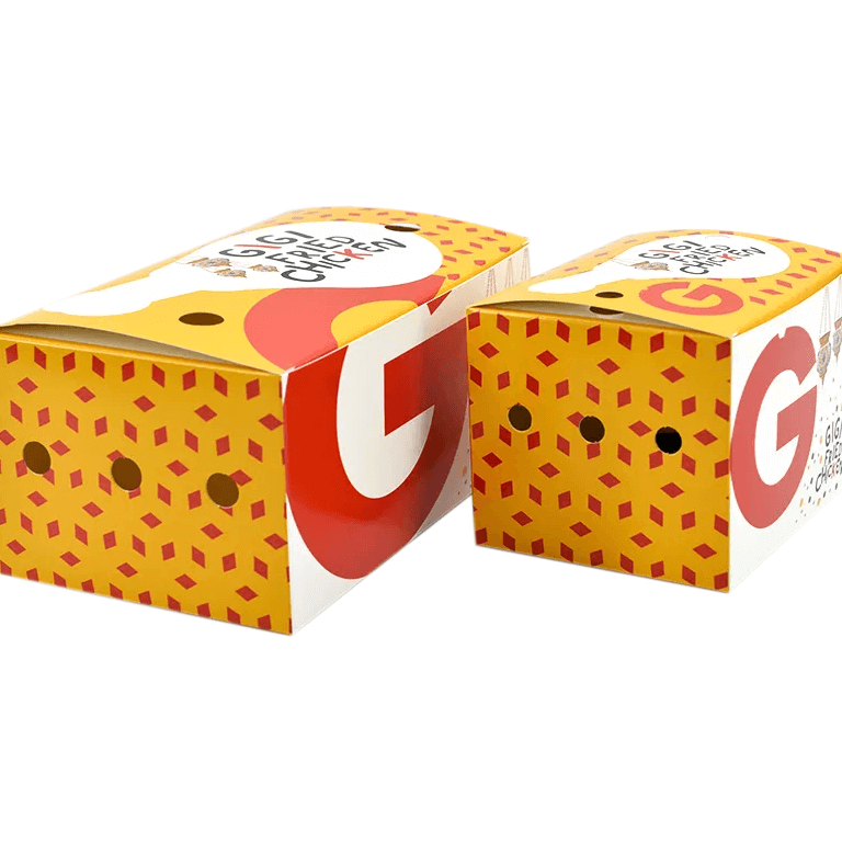 custom food packaging boxes for fried chicken with breathable holes
