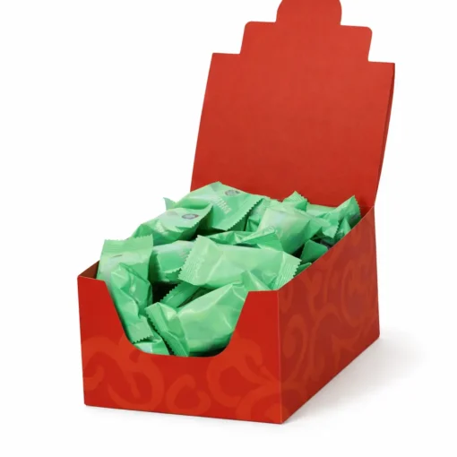 red candy box with custom header