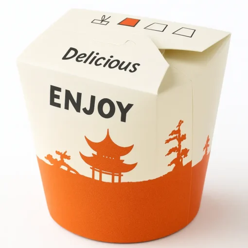 red and black Chinese takeout box