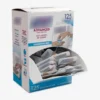 Fragrance-free hand sanitizer sachets displayed in a custom front-opening dispenser box designed for single-use packets.