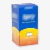 Dispenser box for sachets with vibrant blue and orange gradient design, ideal for on-the-go oral care products.
