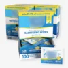 Dispenser box packaging with multiple sachet boxes for hand sanitizing wipes; great for retail and bulk presentation.
