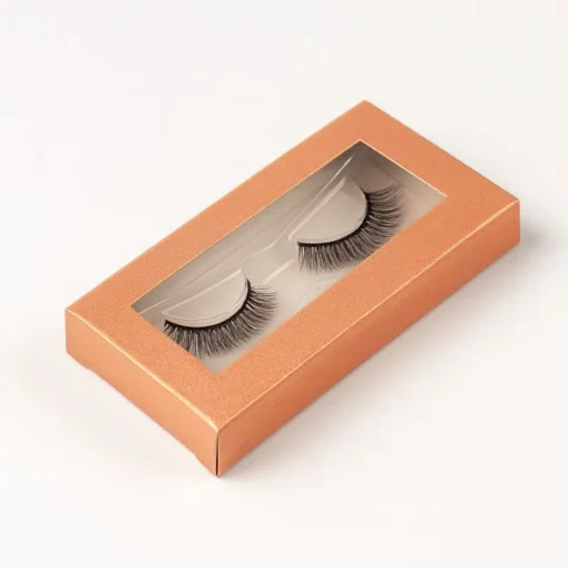 glittery lash box with cutout window