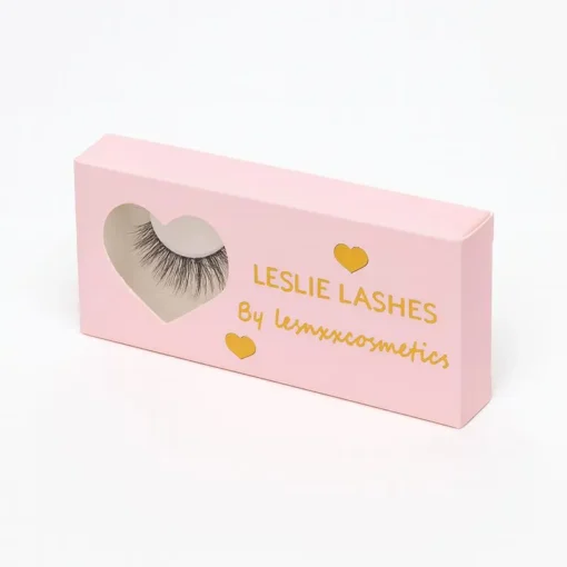 Custom Printed Eyelash Boxes 7 pink eyelash box with heart cutout