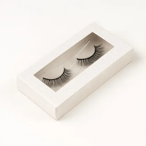 Custom Printed Eyelash Boxes 6 plain while lash box with window cutout