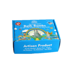 blue mailer box for 6 bath bombs