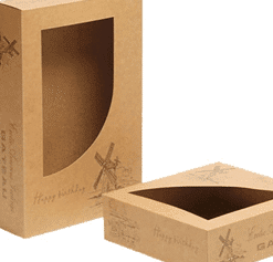 kraft paperboard box with die cut window