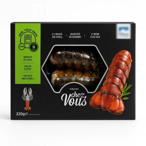 black and green printed frozen food box