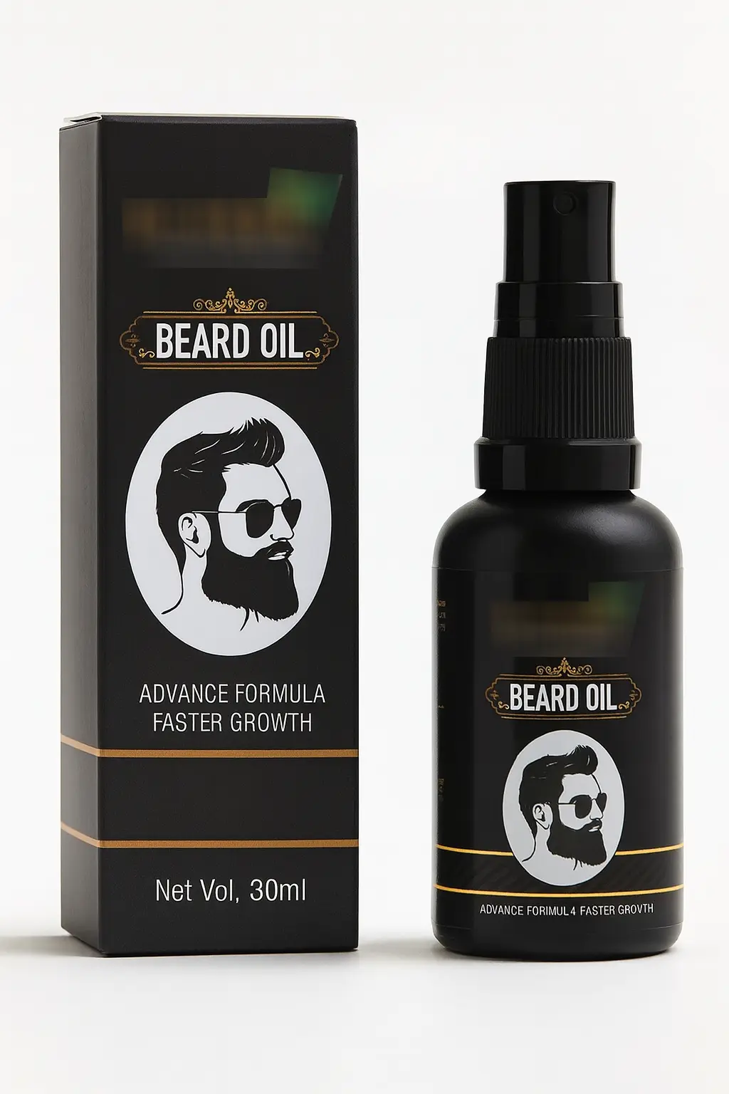 Custom Beard Oil Packaging Boxes – Made for Your Brand 2 custom printed black beard oil packaging for beard spray bottle