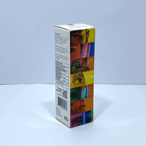 Vibrantly designed boxes for dropper bottles showcasing a colorful layout with product details and creative branding elements