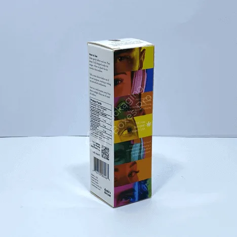Vibrantly designed boxes for dropper bottles showcasing a colorful layout with product details and creative branding elements