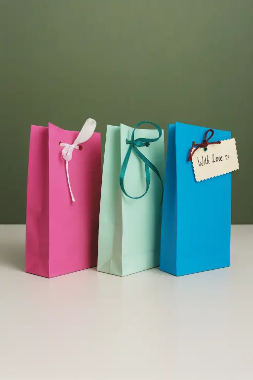 Custom Paper Bags 2 colorful paper bags with bow