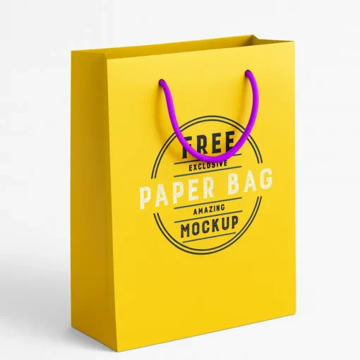 yellow paper bag mockup