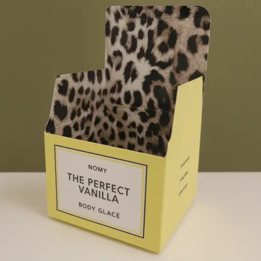 cheetah print reverse tuck end box for jar