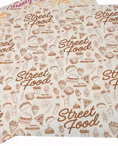printed deli paper sheets with brown text